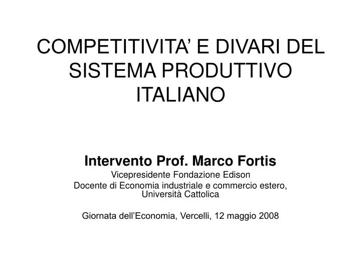 competitivita e divari del sistema produttivo italiano