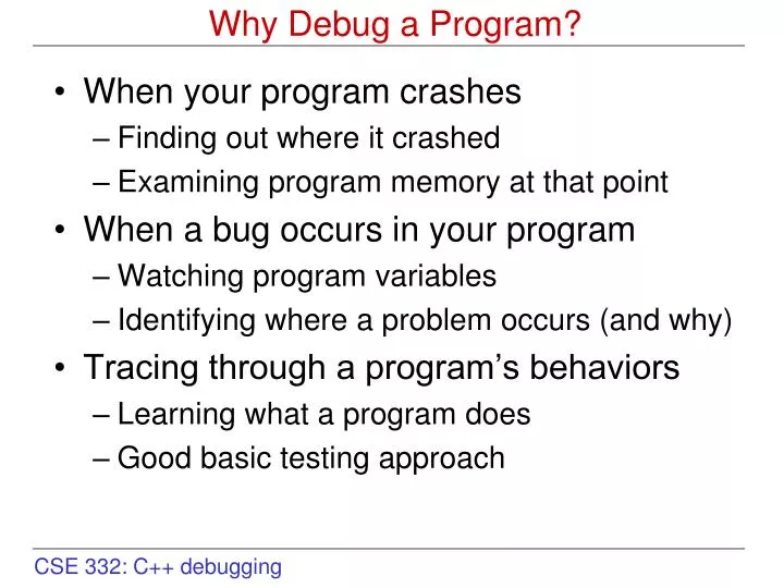 why debug a program