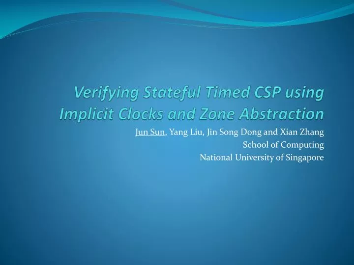 verifying stateful timed csp using implicit clocks and zone abstraction