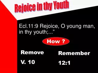 Rejoice in thy Youth