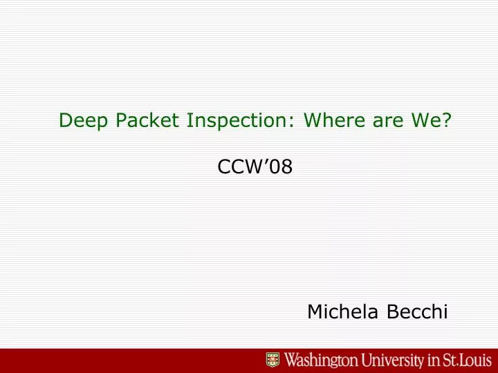 deep packet inspection where are we ccw 08