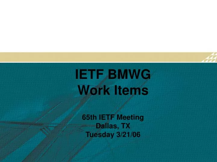 ietf bmwg work items