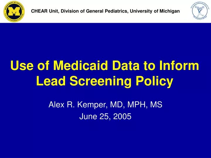 use of medicaid data to inform lead screening policy