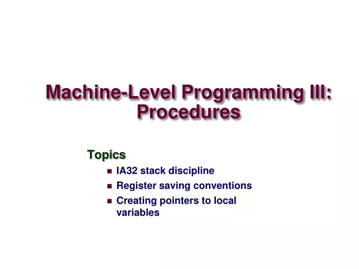 machine level programming iii procedures