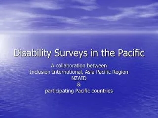 Disability Surveys in the Pacific