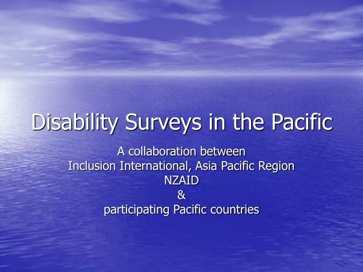 disability surveys in the pacific