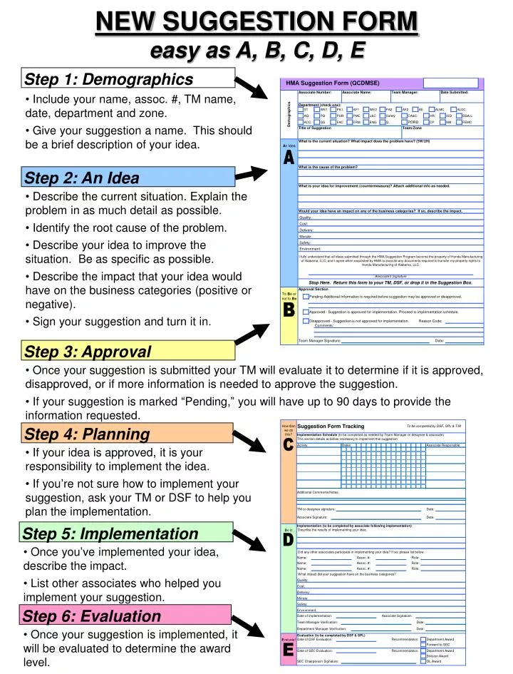 new suggestion form easy as a b c d e