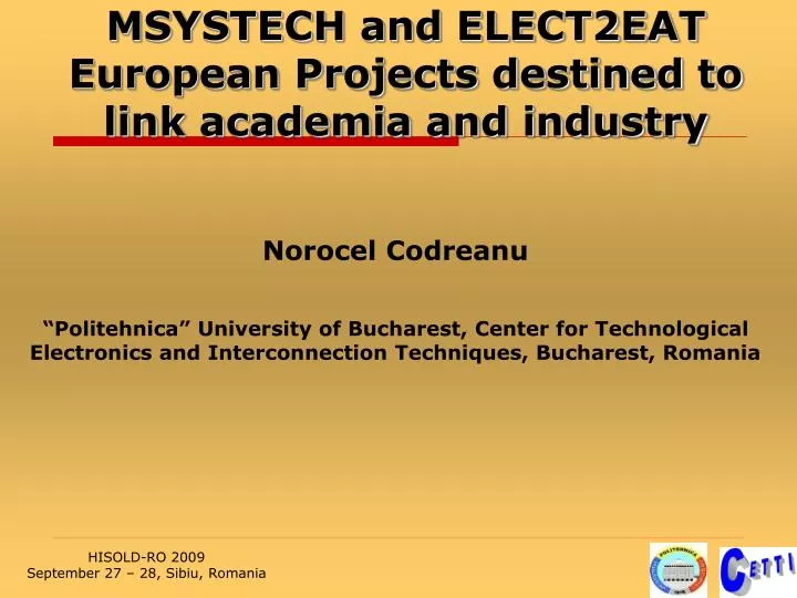 msystech and elect2eat european projects destined to link academia and industry