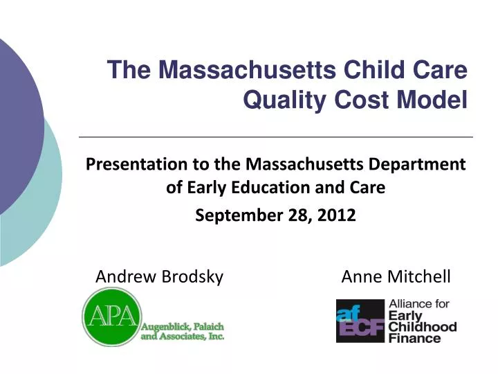 the massachusetts child care quality cost model