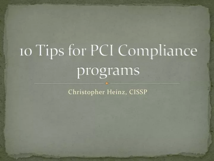 10 tips for pci compliance programs