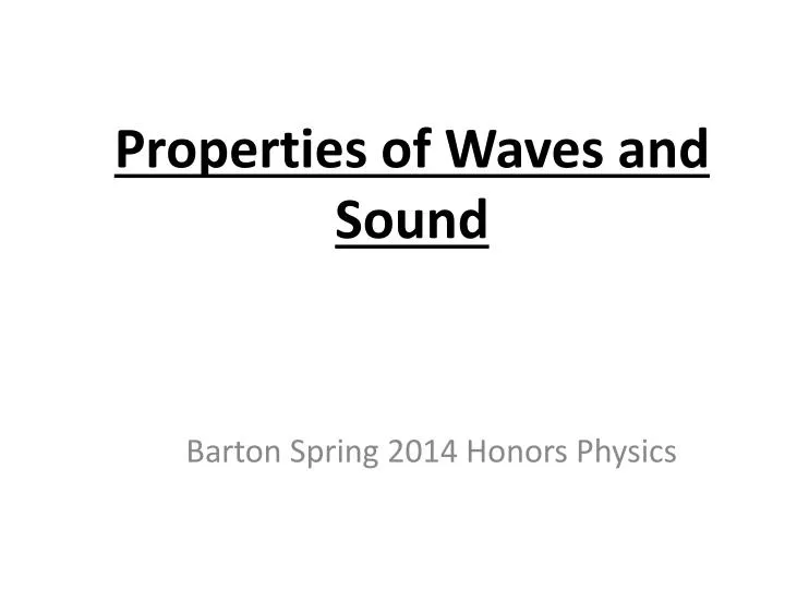 properties of waves and sound
