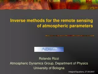 Inverse methods for the remote sensing of atmospheric parameters