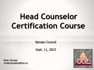 Head Counselor Certification Course