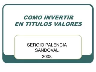 como invertir en titulos valores