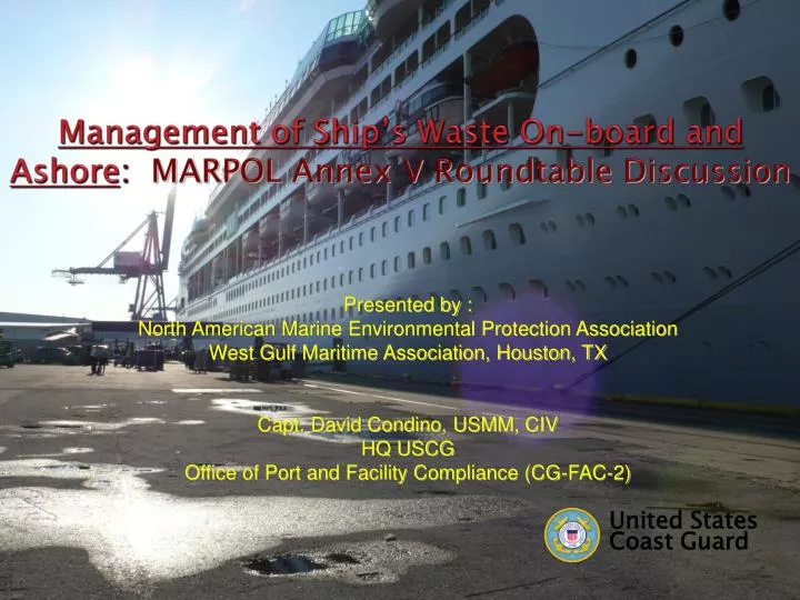 management of ship s waste on board and ashore marpol annex v roundtable discussion
