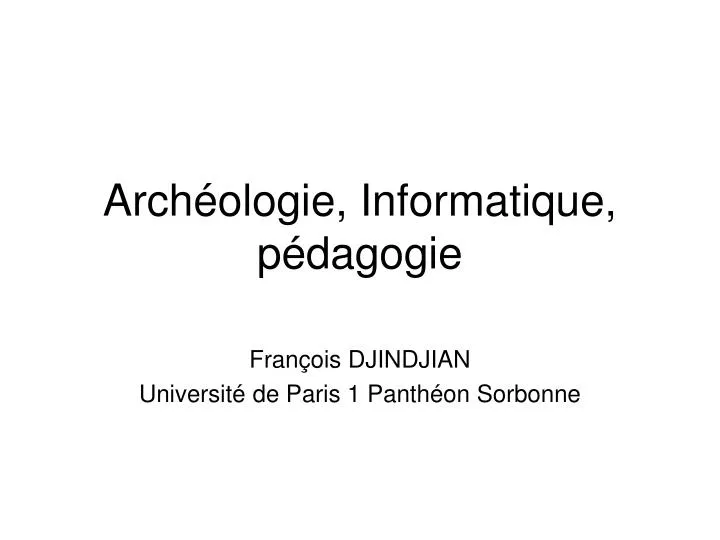 arch ologie informatique p dagogie