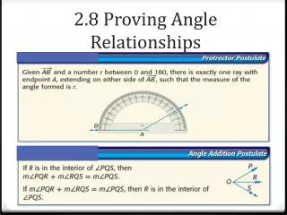 2.8 Proving Angle Relationships