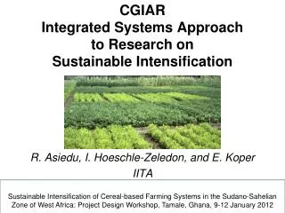CGIAR Integrated Systems Approach to Research on Sustainable Intensification