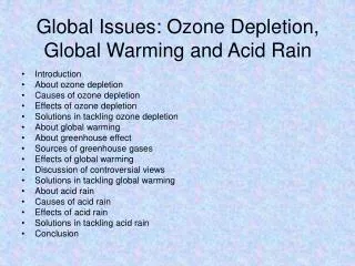 Global Issues: Ozone Depletion, Global Warming and Acid Rain