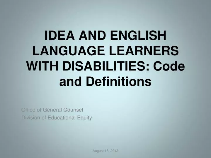 idea and english language learners with disabilities code and definitions