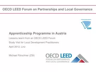 OECD LEED Forum on Partnerships and Local Governance