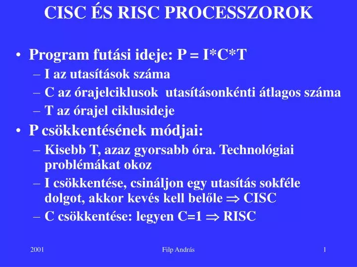 cisc s risc processzorok