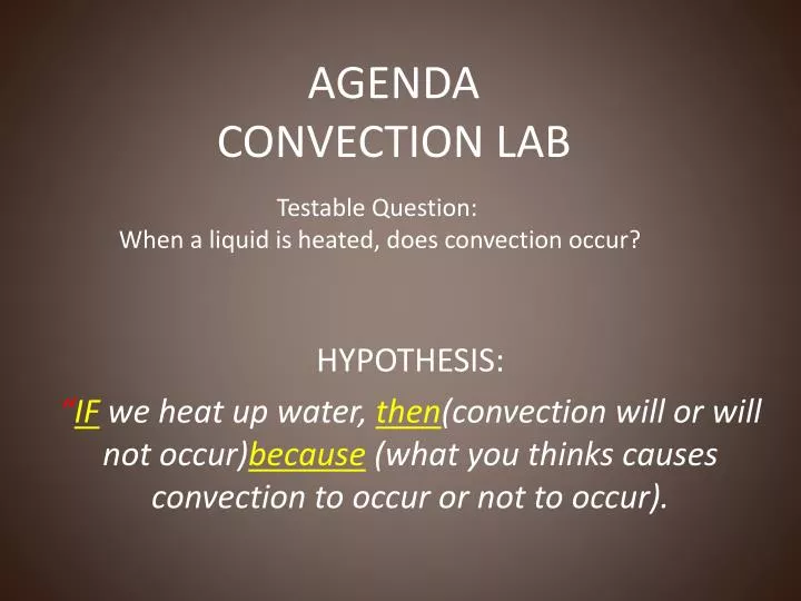 agenda convection lab