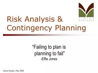 Risk Analysis &amp; Contingency Planning