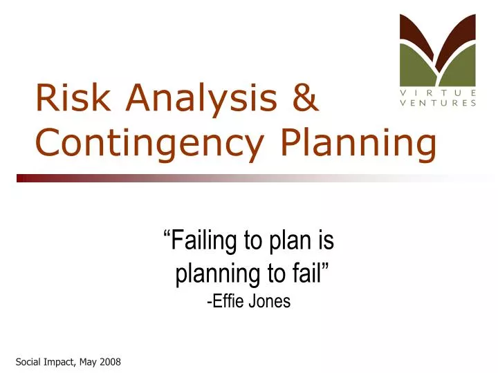 risk analysis contingency planning