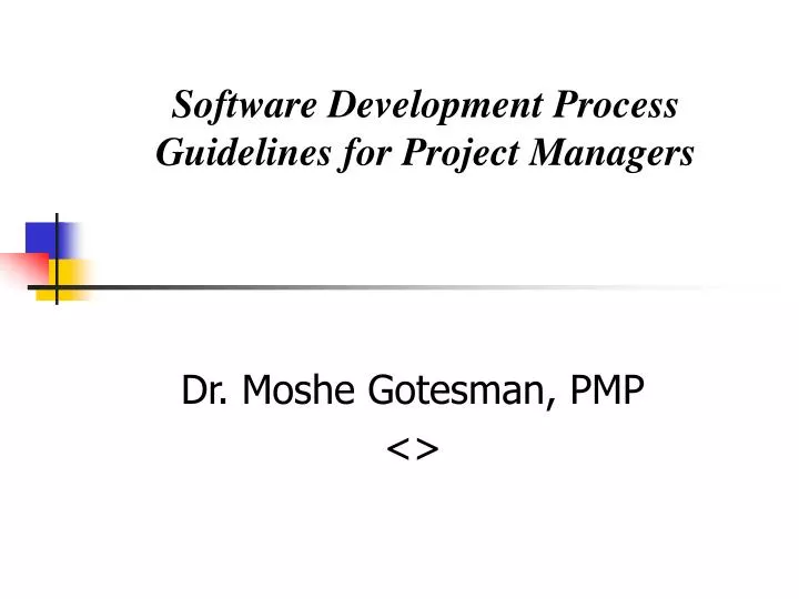 software development process guidelines for project managers