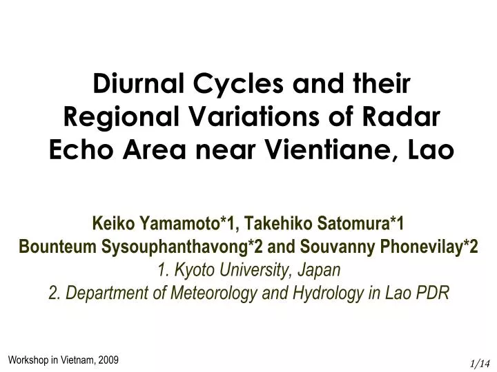 diurnal cycles and their regional variations of radar echo area near vientiane lao