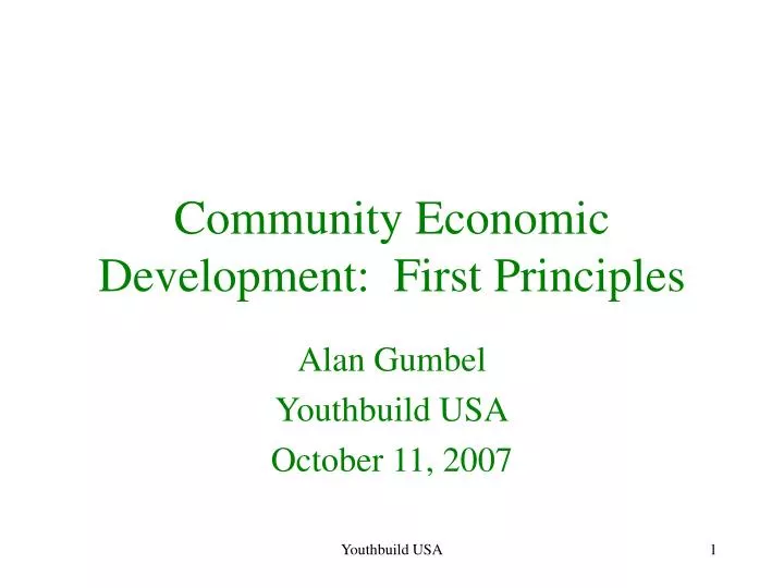 community economic development first principles