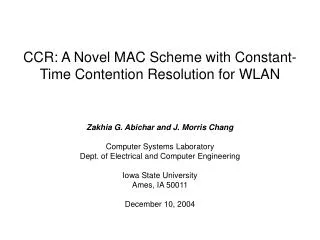 CCR: A Novel MAC Scheme with Constant-Time Contention Resolution for WLAN