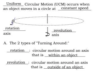 ___________ Circular Motion (UCM) occurs when an object moves in a circle at __________________