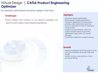Virtual Design | CATIA Product Engineering Optimizer