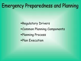 Emergency Preparedness and Planning