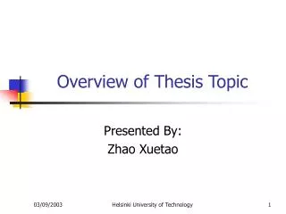 Overview of Thesis Topic