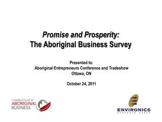 Promise and Prosperity: The Aboriginal Business Survey