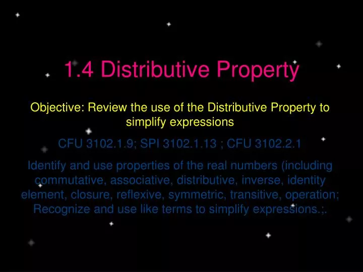 1 4 distributive property