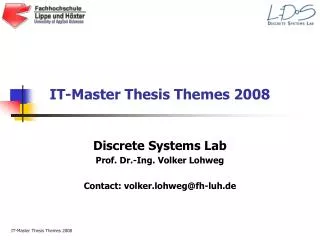 IT-Master Thesis Themes 2008