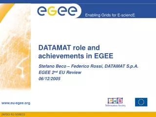 DATAMAT role and achievements in EGEE