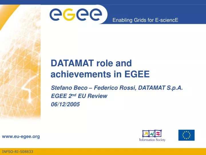 datamat role and achievements in egee