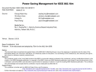 Power Saving Management for IEEE 802.16m
