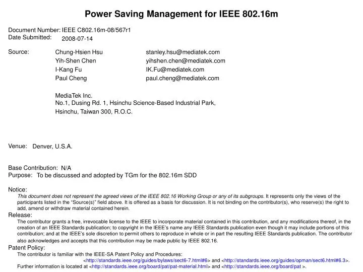 power saving management for ieee 802 16m