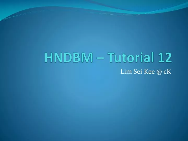 hndbm tutorial 12