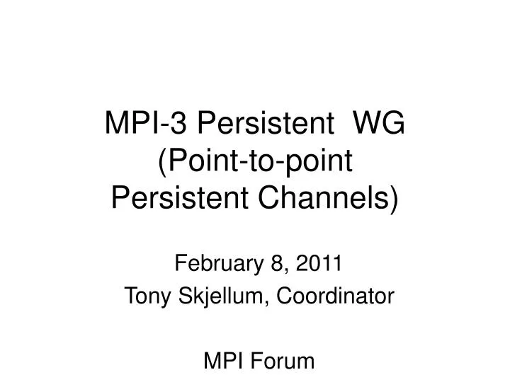 mpi 3 persistent wg point to point persistent channels