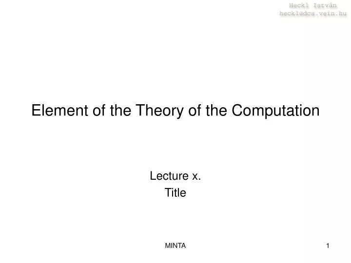 element of the theory of the computation
