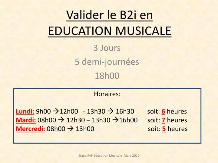 valider le b2i en education musicale