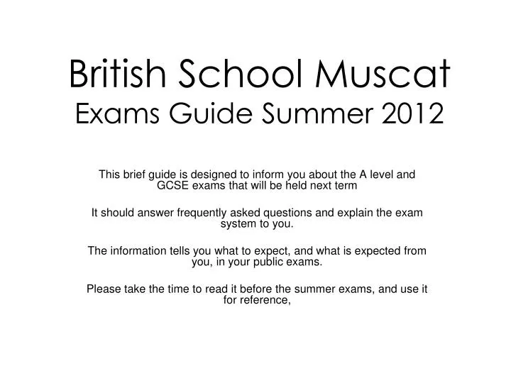british school muscat exams guide summer 2012