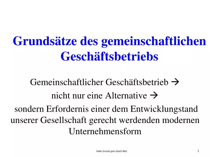 grunds tze des gemeinschaftlichen gesch ftsbetriebs